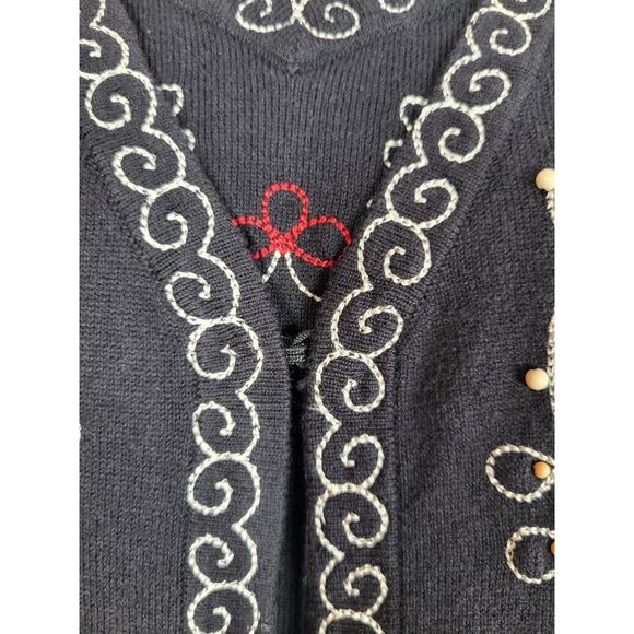 Maggie Barnes Beaded Cardigan 2-Pc Sweater Tank Set 2X Black Boho Artsy Evening - Picture 5 of 15